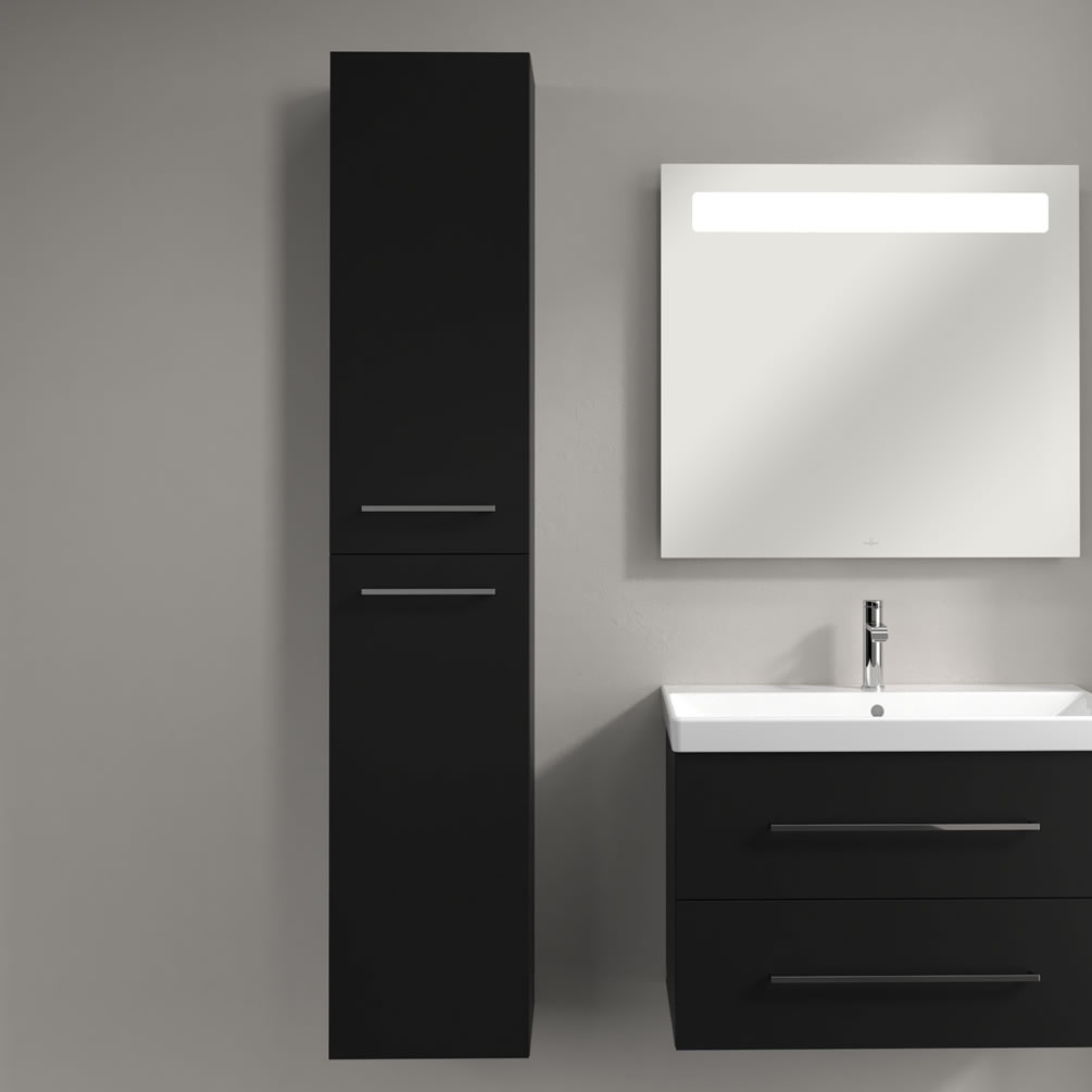 Lifestyle image of Villeroy & Boch Avento Volcano Black Tall Cabinet